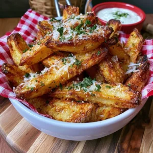 Crispy Oven Fries with Garlic Parmesan and Truffle Oil Recipe