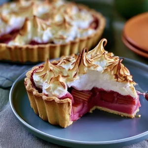 Delicious German Rhubarb Pie with Fluffy Meringue Recipe