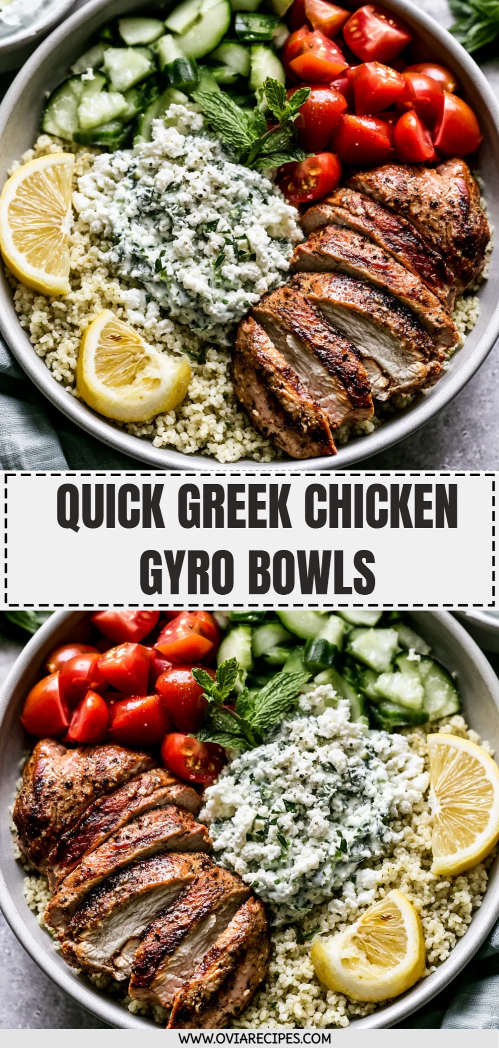 Quick Greek Chicken Gyro Bowls