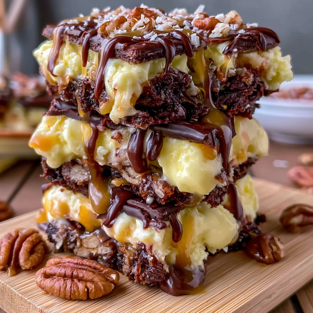 No-Bake Caramel Pecan Brownie Ice Cream Sandwich Recipe (Quick & Easy!)
