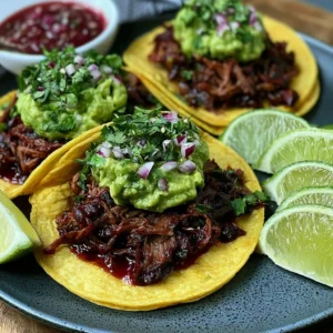 Slow Cooker Beef Brisket Tacos with Avocado Crema Recipe
