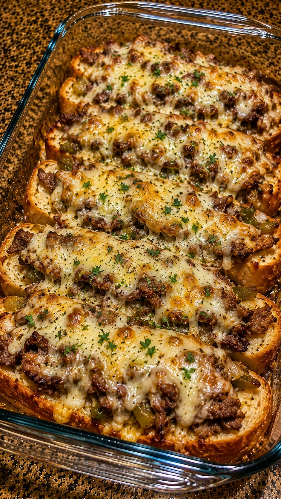 Philly Cheesesteak Garlic Bread Bake
