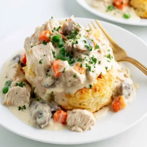 Creamy Chicken Ala King Over Buttery Biscuits Recipe (Quick & Easy!)