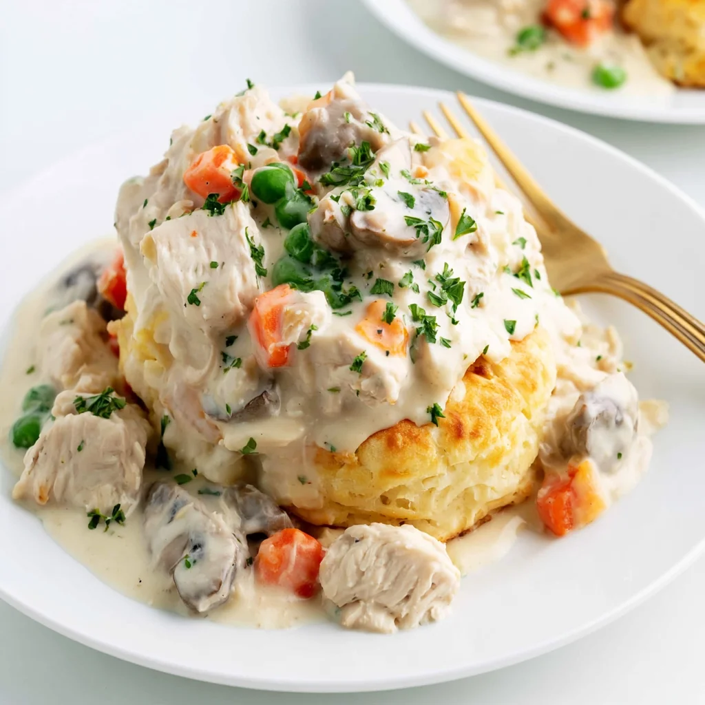 Creamy Chicken Ala King Over Buttery Biscuits Recipe (Quick & Easy!)