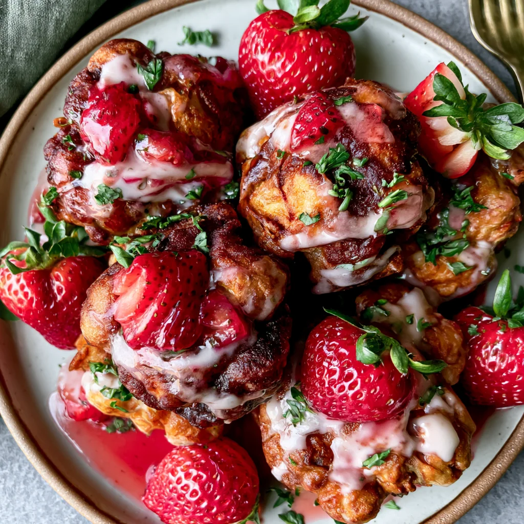 Fresh Strawberry Fritters Recipe with Sweet Strawberry Glaze!