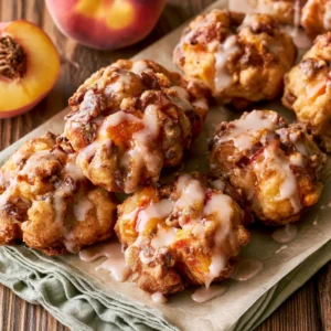Peach Fritters with Brown Butter Glaze Recipe (Quick & Easy!)