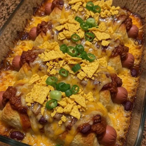 Cheesy Chili Cheese Hot Dog Bubble Bake