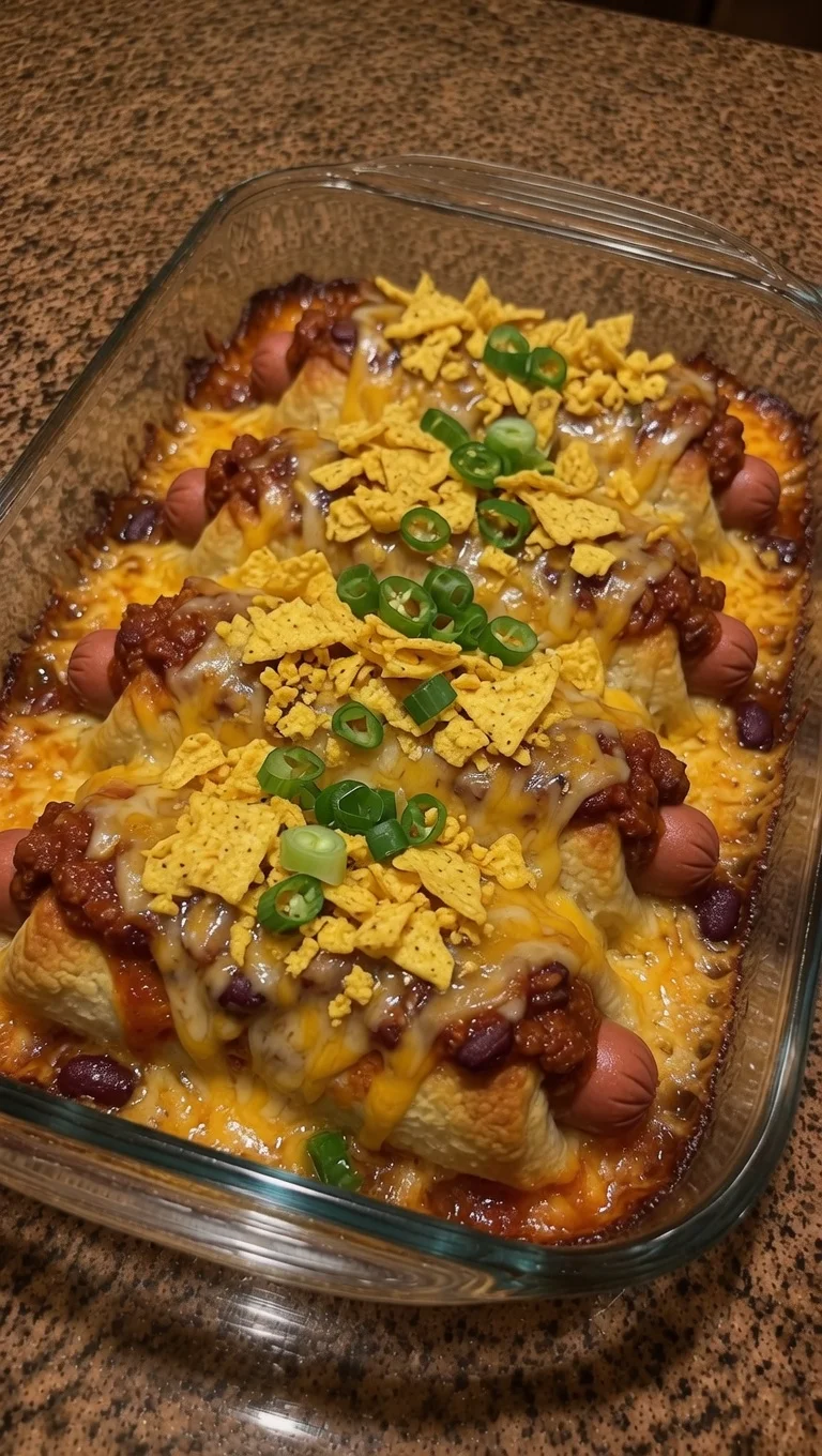 Cheesy Chili Cheese Hot Dog Bubble Bake