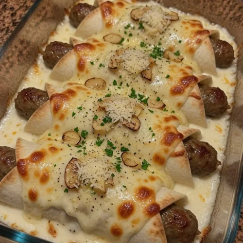 Creamy Garlic Sausage & Mozzarella Wrap Melts