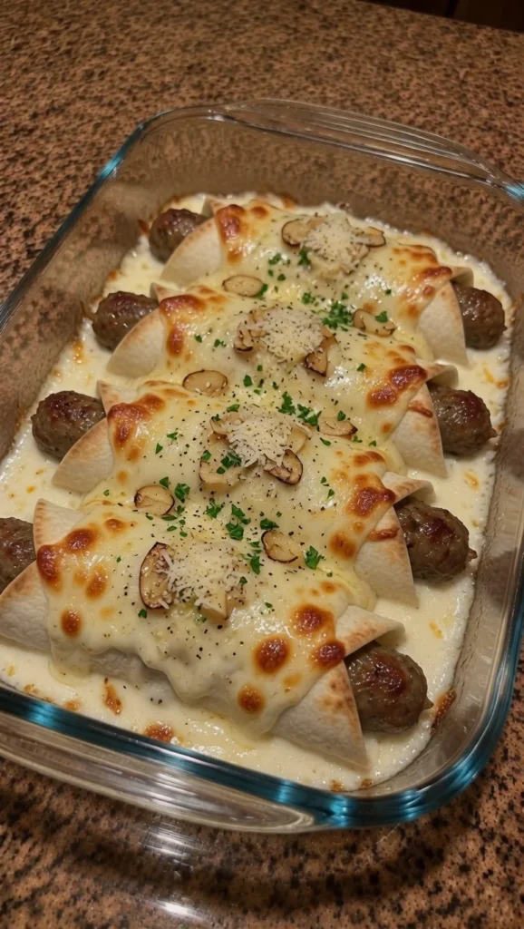 Creamy Garlic Sausage & Mozzarella Wrap Melts