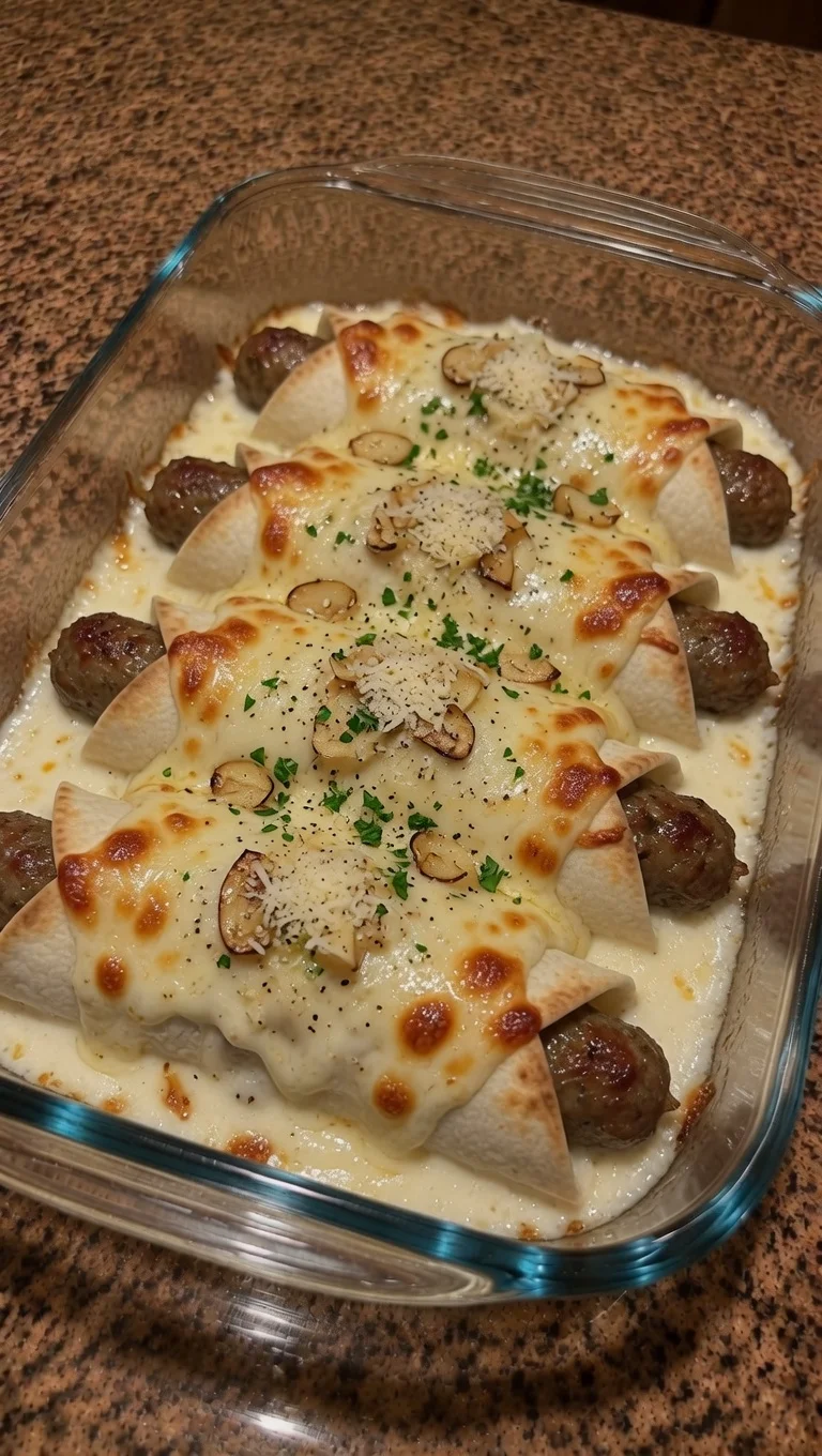 Creamy Garlic Sausage & Mozzarella Wrap Melts