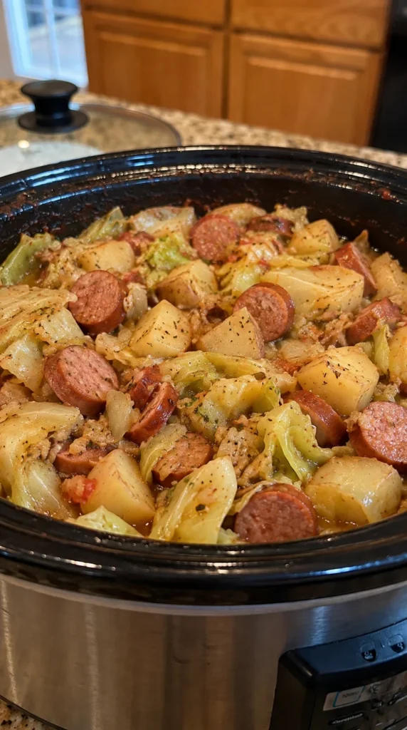 CROCKPOT CABBAGE AND SAUSAGE CASSEROLE