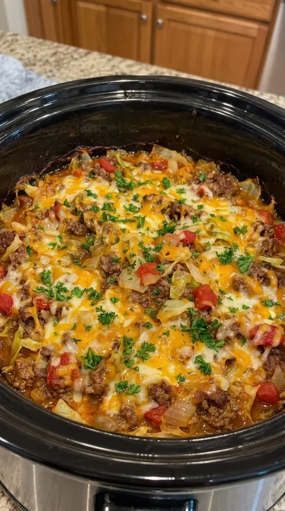 CROCKPOT HAMBURGER CABBAGE CASSEROLE