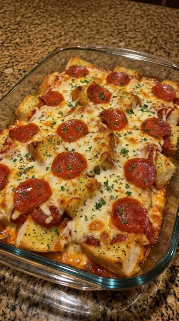 Garlic Bread Pizza Bake