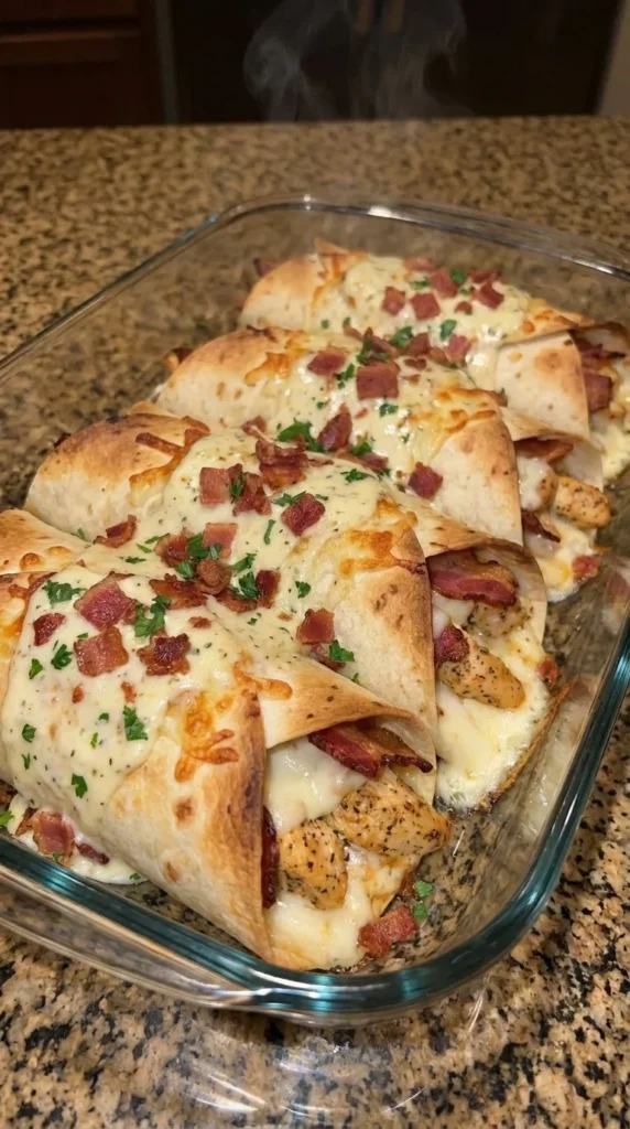 Garlic Parmesan Chicken Bacon Wrap Melts
