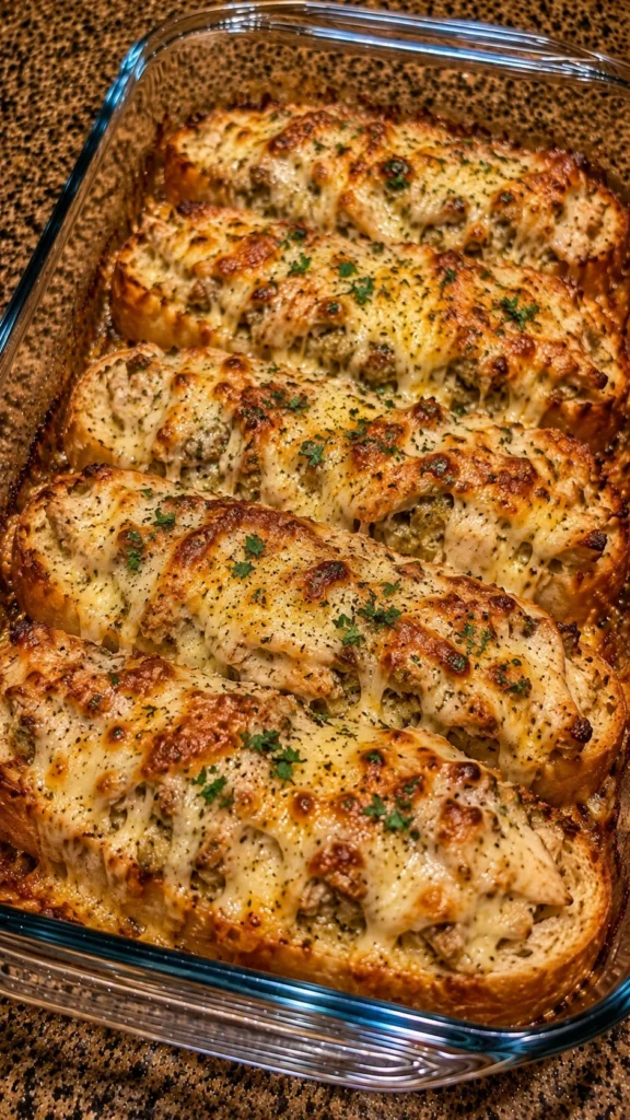 Garlic Parmesan Chicken Bread Bake