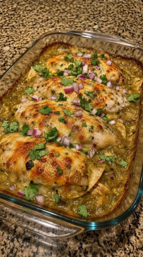 Green Chile Chicken Enchilada Casserole