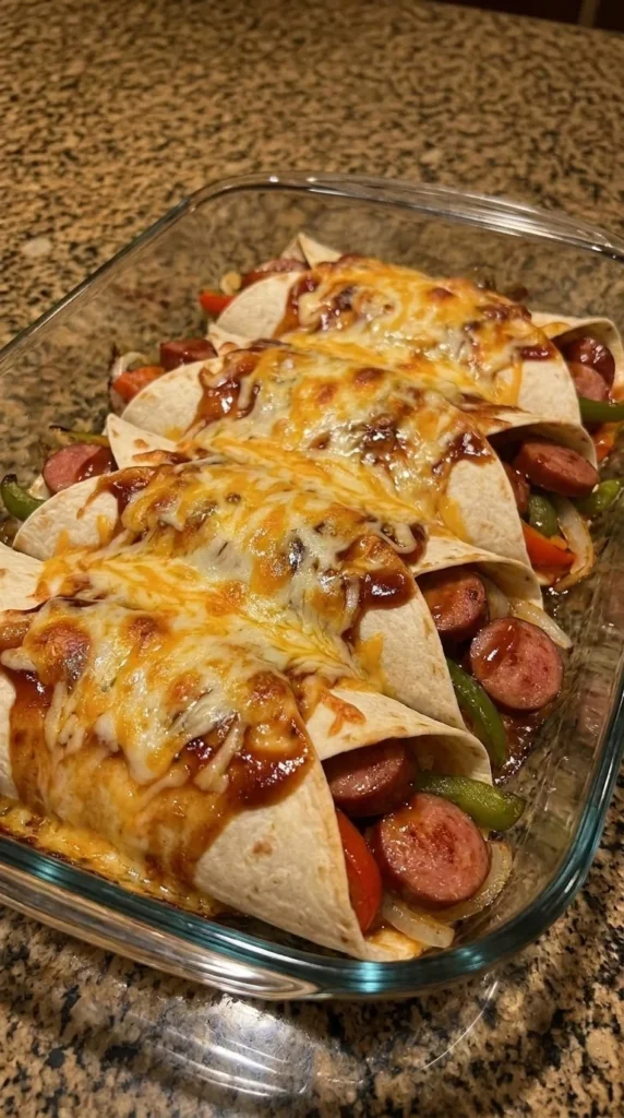 Honey BBQ Sausage & Pepper Wrap Melts