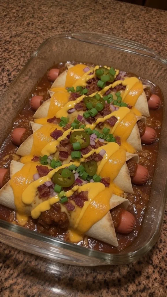Loaded Chili Cheese Hot Dog Wrap Melts
