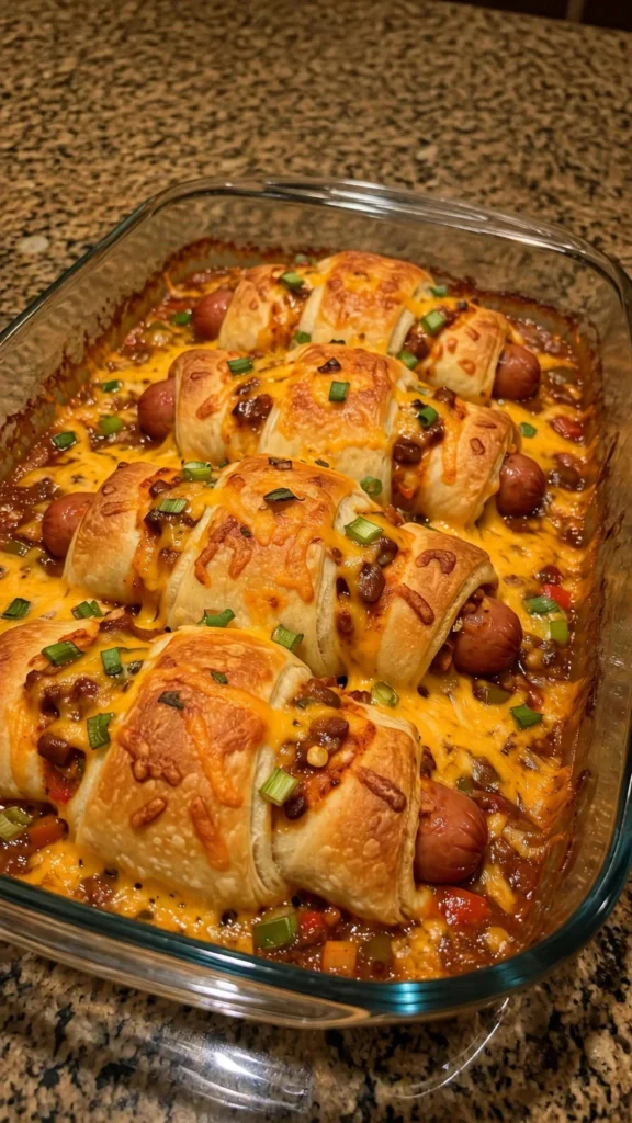 Cheddar Chili Hot Dog Crescent Roll Melts