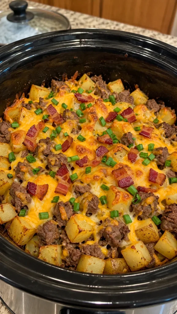 CROCKPOT LOADED BEEF AND POTATO CASSEROLE